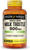 MASON NATURAL Milk Thistle 500 mg - Herbal Dietary Supplement for Healthy Liver Function, 60 Capsules, Cleanse & Detox