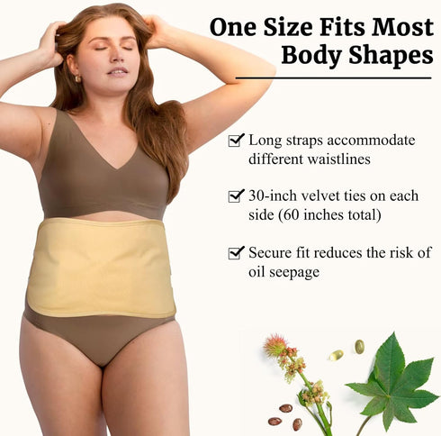 Pack Pack Castor Oil Wrap for Stomach, Reusable Castor Oil for Liver Detox (Yellow)