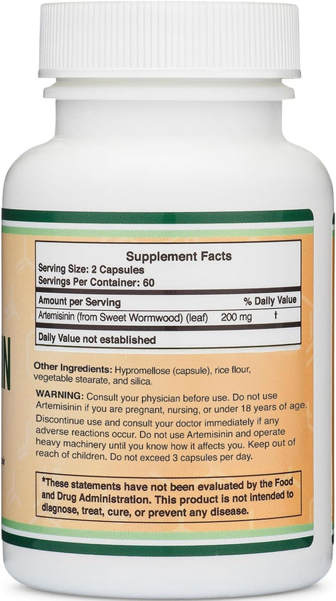 Double Wood Artemisinin (Sweet Wormwood Cleanse) 200mg, 120 Vegan Capsules (Two Month Supply) Non-GMO, Gluten Free