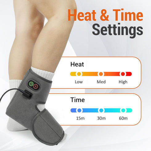 Comfytemp Foot Heating Pad for Plantar Fasciitis, Heated Ankle Wrap Foot Warmer with 3 Heat and Time Sets, FSA HSA