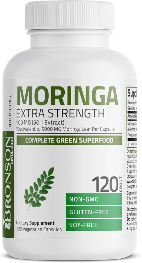 Bronson Moringa Extra Strength Capsules - Moringa Oleifera Powder, 120 Count