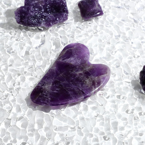 rosenice Gua Sha Facial Tools - Natural Scraping Massage Tool for Skincare Routine, Purple