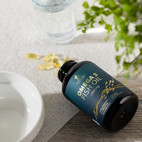 Triple Strength Omega 3 Fish Oil 2400mg - 180 Softgels, Brain & Heart Health Support, EPA & DHA