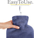 Qomfor 2L Hot Water Bottle - with Soft Premium Fleece Cover - Lake Blue, - Heating Pad for Menstrual Cramps and Period