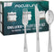 FOCUSLINE 300 Pack Silver Plastic Cutlery Set, 100 Forks, 100 Knives, 100 Spoons, Heavy Duty Disposable Flatware
