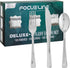 FOCUSLINE 300 Pack Silver Plastic Cutlery Set, 100 Forks, 100 Knives, 100 Spoons, Heavy Duty Disposable Flatware