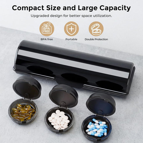 sneovvin 2 7-Day,AM Weekly Pill Organizer Times a Day, PM Pill Case for Medicine Vitamin Medication Supplement(Black)