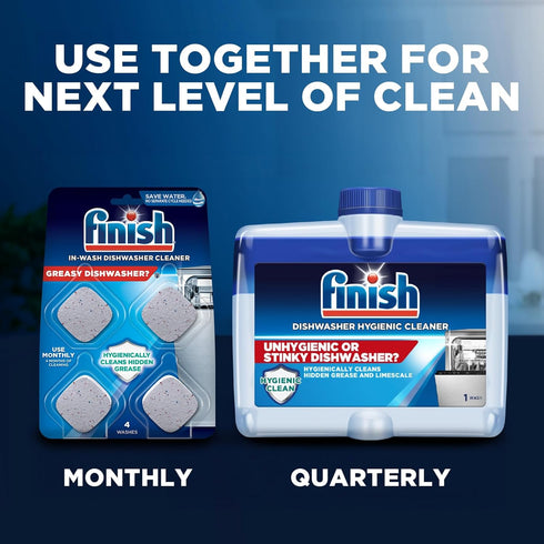 Finish Dishwasher Cleaner Tablets, 4 Count, Hygienically Cleans Hidden Grease, 4 Month Supply