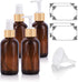 JUVITUS 4 oz Amber Glass Boston Round Bottle Set with Gold Metal Lotion Pump and Fine Mist Sprayer