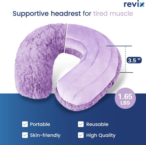 REVIX Neck Heating Pad Microwavable, Moist Heat Therapy Neck Warmer for Pain Relief, Weighted Neck Wrap (Purple)