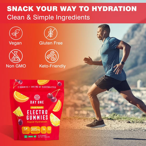 Electrogummies Fruit Punch - 385mg Electrolyte Gummies, Hydration Alternative for Runners & Sports