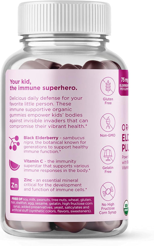 Hyland's Naturals Kids Organic Elderberry Plus Gummies | 48 Vegan Gummies | Organic Black Elderberry with ZINC
