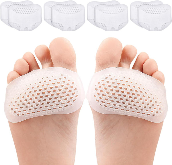 Metatarsal Pads, 4 Pairs Ball of Foot Cushions for Pain Relief, Bunion Forefoot Pads, Foot Cushion for Shoes (White)