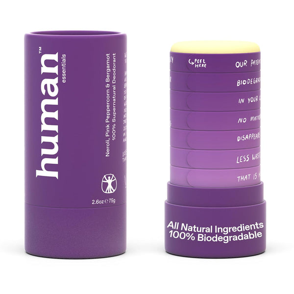 Human Essential Deodorant: Natural Ingredients, 48 Hour Odor Control, Aluminum & Plastic Free (NEROLI, PINK PEPPERCORN,