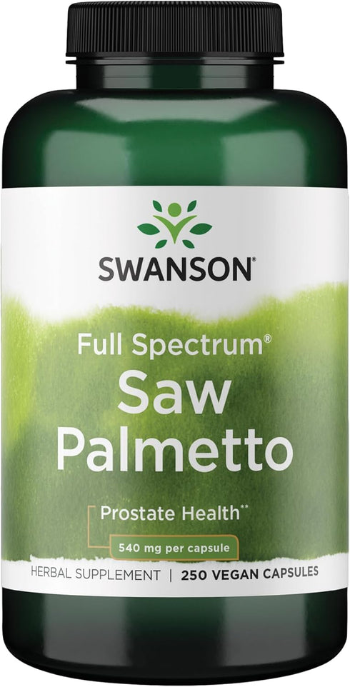 Swanson Saw Palmetto - Herbal Supplement for Male Prostate Health Support & Natural Hair & Urinary Health - 540 mg, 250