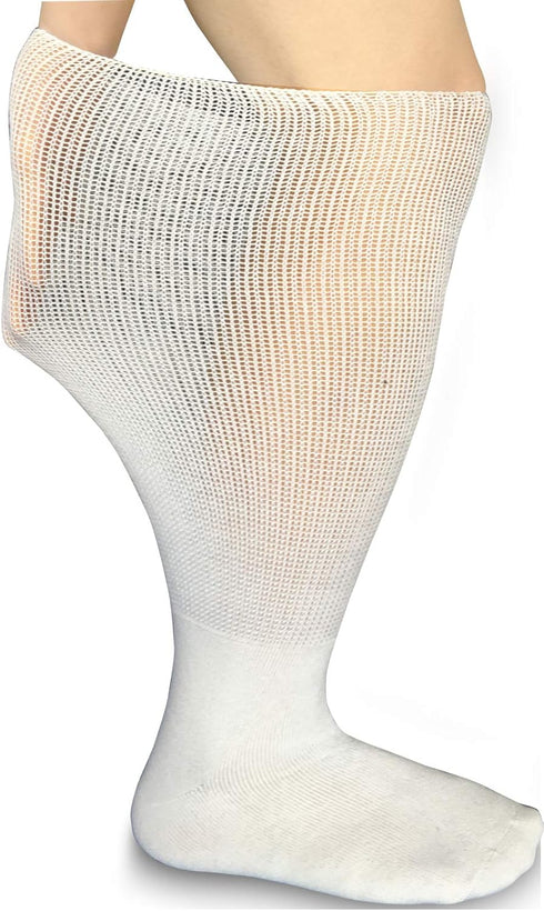 SYOLLAVE 2 Extra Width Non-binding Socks for Lymphedema Bariatric Diabetic Knee High Sock for Swollen Edema Cast Feet