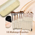 HEYMKGO 18pcs Professional Makeup Brushes Set with 2 Powder Puff & Travel Bag, Premium Synthetic Foundation Blush Kit