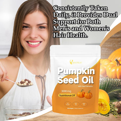 Oil,3000mg, (1) Pumpkin Seed Oil with Saw Palmetto,Nutrikiv Pumpkin Seed Cold Pressed,Essential Fatty Acids