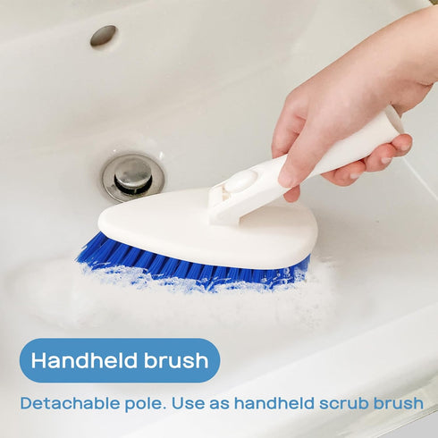 Qaestfy Shower Scrubber Cleaning Brush Combo, Adjustable Long Handle Scrub Brush for Bathroom Cleaning