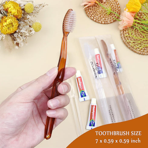 50 Pack Disposable Toothbrushes with Toothpaste, Individually Wrapped Travel Kit