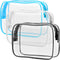 PACKISM TSA Approved Toiletry Bag - Clear Waterproof Makeup Bag, Travel Cosmetic Organizer for Women, 3 Pack