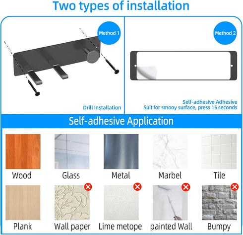 XIGOO Self Adhesive Hair Dryer Holder Wall Mounted-Bathroom Hair Blow Dryer Rack Organizer Compatible with Supersonic