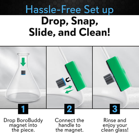 Magnetic Glass Cleaner BoroBuddy Pro | Cleans Hard to Reach Stains on Glass, Ceramic, Metal Pieces of All Shapes