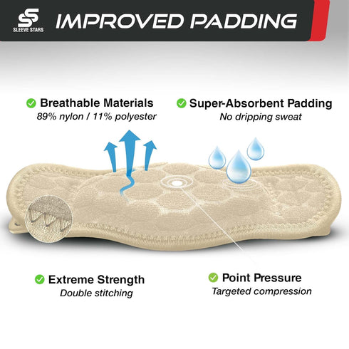 Sleeve Stars Tennis Elbow Brace - Tendonitis Elbow Brace & Strap for Pain Relief and Support for Forearm (Single/Beige)