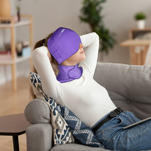ComfiTECH Migraine Relief Cap & Neck Ice Pack Wrap Gel, Headache Relief Cap for Neck Pain, Sinus Care Package