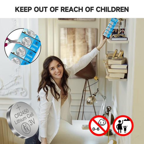 LisBiya CR2450 3 50 Pack Lithium Battery Volt Coin Button