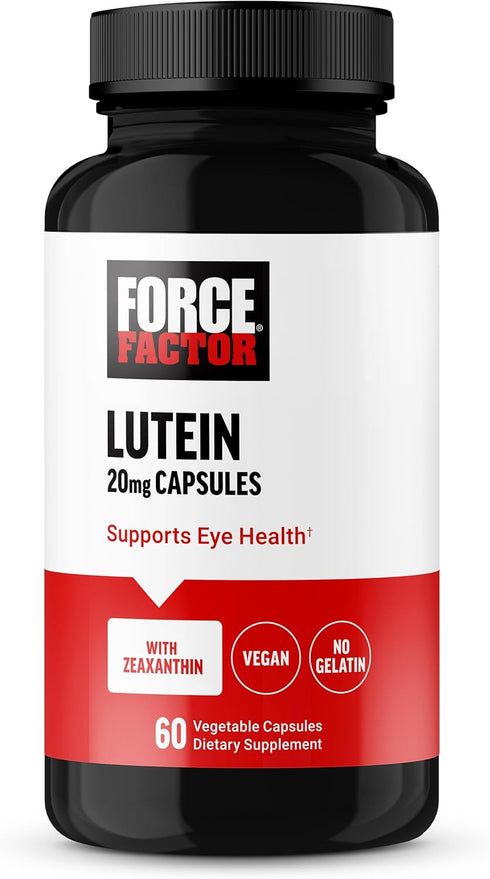 FORCE FACTOR Lutein and Zeaxanthin Eye Vitamins 20mg - 60 Vegan Vegetable Capsules for Eye Health