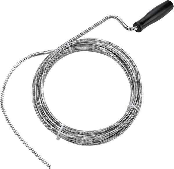 Professional Slow Drain Cleaner, 10-Foot Metal Snake for Hair, Food, Debris Removal from Pipes, Plumber Tools