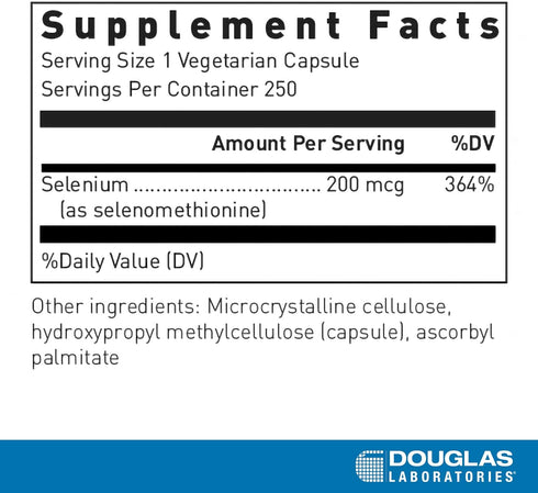 Douglas Laboratories Seleno-Methionine | 250 Capsules, 200 mcg Bioavailable Selenium