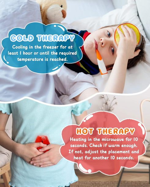 Kids Ice Packs for Boo Boos - 6 Packs, Reusable Gel for Pain Relief, Hot Cold Compress for First Aid