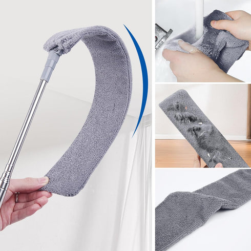 4 Pcs Dusters for Cleaning, 2 in 1 Microfiber Dusters with 30-100 Inches Long Handle for Ceiling Fan Cleaning
