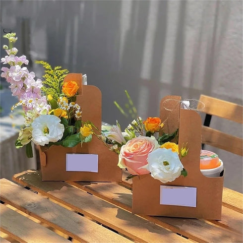 ZSAZSO 5PCS Packaging Flower Boxes Thick Hand Gifts Arrangement Gift Bouquet Floral Materials Box For Wrapping(Red)