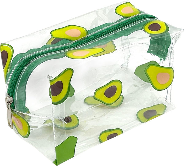 Cute Transparent Makeup Bag - Waterproof Toiletries Storage Bag, Large Capacity Pen Bag (Avocado)