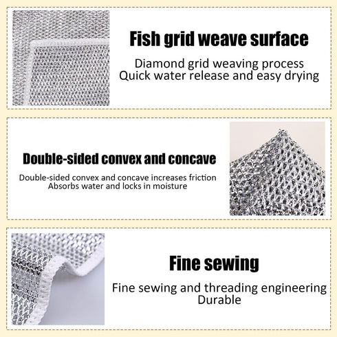 6 Pack Non Scratch Wire Dishcloth with 1 Kitchen Sponge, Powerful Cleaning Cloth for Cookware