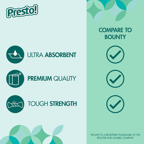 Amazon Brand - Presto! Flex-a-Size Paper Towels, 158 Sheet Huge Roll, 12 Rolls (2 Packs of 6), White