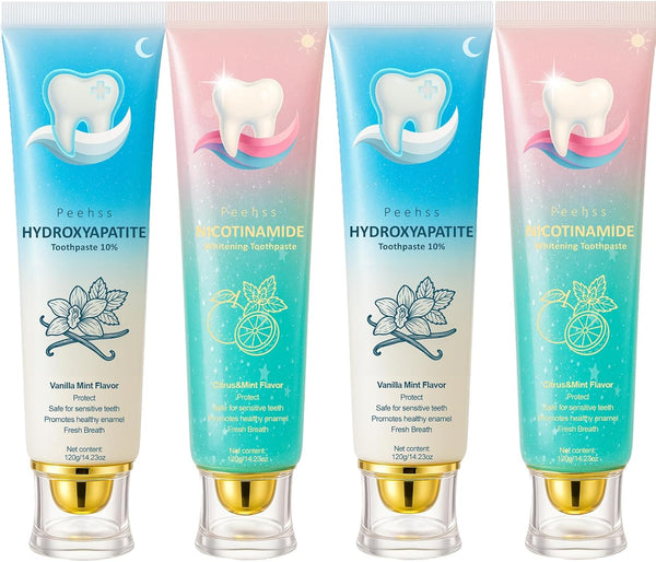 Hydroxyapatite Toothpaste Set (10% n-HAp) - Day & Night Oral Care with
