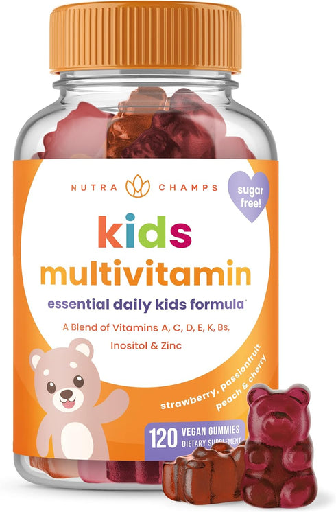 NutraChamps Kids Multivitamin Gummies | Sugar Free, Vegan & Non-GMO | 120 Gummy Vitamins for Kids | Strawberry,
