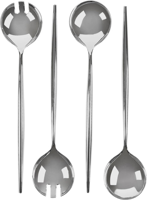 Party Bargains 8 Pack Disposable Novelty Serving Spoon & Spork, Silver, Plastic Kitchen Utensils for Buffet, Catering