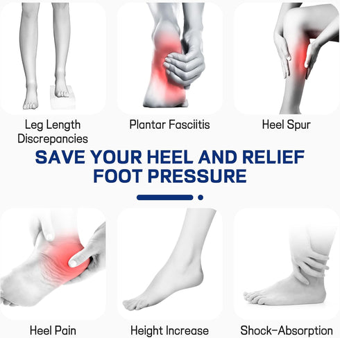 BCCKLE 4 Layers Adjustable Orthopedic Heel Lift, Anti-Shock Heel Pads for Pain Relief & Sports Injuries