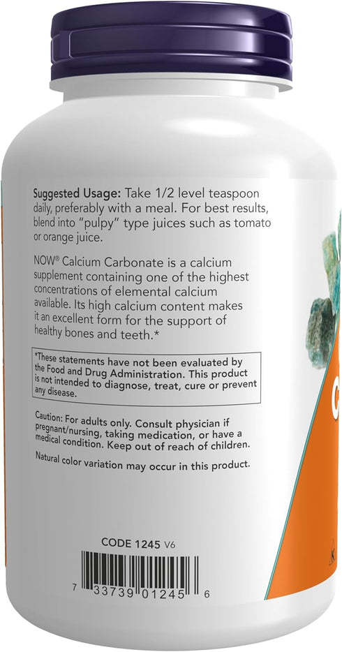 NOW Supplements Calcium Carbonate Powder 12-Ounce | High Percentage of Calcium for Bone Health