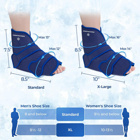Pack Packs (1 Wrap+4 Packs) KingPavonini Ankle Foot Ice Wrap for Sprained Ankle/Surgery Recovery, Reusable Gel Ice