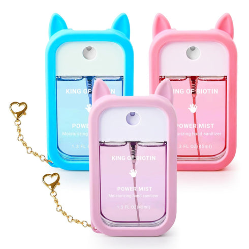 KING OF BIOTIN Hand Sanitizer Spray, 3 Pcs Spray Hand Sanitizer with Silicone Case &
