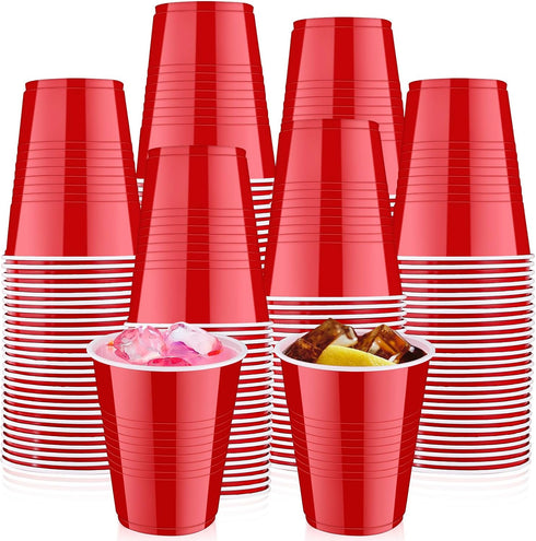 PLMMOUT 240 Pack Red Plastic Cups,12 oz Shot Cups, Disposable Party Cup, Red