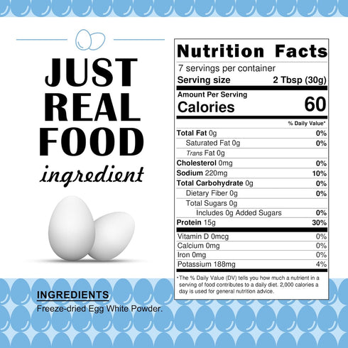 Zorvita 8 Oz(227g) Freeze-dried Egg White Powder Unflavored Dried Egg White Powder, No Additives or Fillers