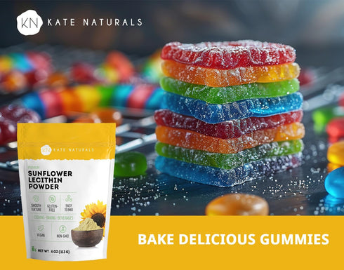 Kate Naturals Sunflower Lecithin Powder for Baking, Gummies, Cooking (4oz) - 100% Natural