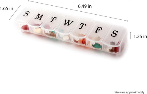 Deke Home Weekly Pill Organizer (2 Pack) - 7 Day Pill Box with Large Compartments, Easy Open, BPA Free, Travel Friendly